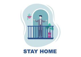 Stay at Home for Quarantine or Self Isolation to Reduce the Risk of Infection To Prevent Coronavirus. Vector Illustration