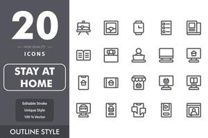 Stay at home icon pack isolated on white background. for your web site design, logo, app, UI. Vector graphics illustration and editable stroke. EPS 10.