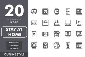 Stay at home icon pack isolated on white background. for your web site design, logo, app, UI. Vector graphics illustration and editable stroke. EPS 10.