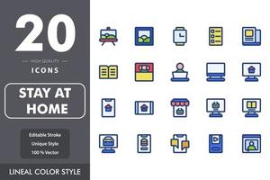 Stay at home icon pack isolated on white background. for your web site design, logo, app, UI. Vector graphics illustration and editable stroke. EPS 10.