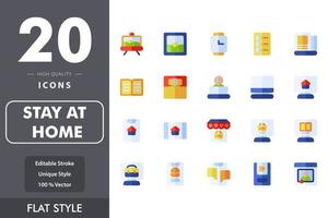 Stay at home icon pack isolated on white background. for your web site design, logo, app, UI. Vector graphics illustration and editable stroke. EPS 10.