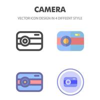 paquete de iconos de cámara en diferentes estilos vector