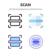 paquete de iconos de escaneo en diferentes estilos vector