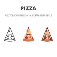 pizza icon. Kawai and cute food illustration. for your web site design, logo, app, UI. Vector graphics illustration and editable stroke. EPS 10.
