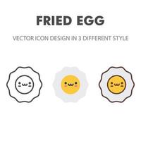 fried egg icon. Kawai and cute food illustration. for your web site design, logo, app, UI. Vector graphics illustration and editable stroke. EPS 10.