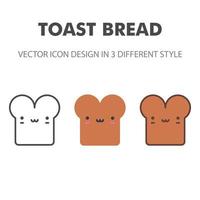 icono de pan tostado. kawai y linda ilustración de comida. para el diseño de su sitio web, logotipo, aplicación, interfaz de usuario. Ilustración de gráficos vectoriales y trazo editable. eps 10. vector