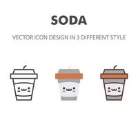 soda icon. Kawai and cute food illustration. for your web site design, logo, app, UI. Vector graphics illustration and editable stroke. EPS 10.
