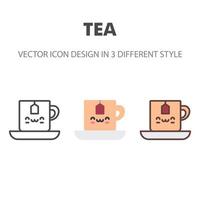 icono de té. kawai y linda ilustración de comida. para el diseño de su sitio web, logotipo, aplicación, interfaz de usuario. Ilustración de gráficos vectoriales y trazo editable. eps 10. vector