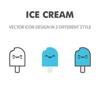 icono de helado. kawai y linda ilustración de comida. para el diseño de su sitio web, logotipo, aplicación, interfaz de usuario. Ilustración de gráficos vectoriales y trazo editable. eps 10. vector