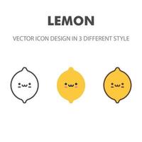 lemon icon. Kawai and cute food illustration. for your web site design, logo, app, UI. Vector graphics illustration and editable stroke. EPS 10.