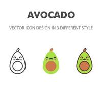 icono de aguacate. kawai y linda ilustración de comida. para el diseño de su sitio web, logotipo, aplicación, interfaz de usuario. Ilustración de gráficos vectoriales y trazo editable. eps 10. vector