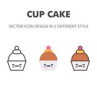 icono de pastel de taza. kawai y linda ilustración de comida. para el diseño de su sitio web, logotipo, aplicación, interfaz de usuario. Ilustración de gráficos vectoriales y trazo editable. eps 10. vector