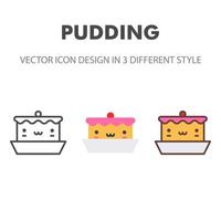 icono de pudín. kawai y linda ilustración de comida. para el diseño de su sitio web, logotipo, aplicación, interfaz de usuario. Ilustración de gráficos vectoriales y trazo editable. eps 10. vector