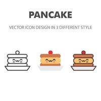 icono de panqueque. kawai y linda ilustración de comida. para el diseño de su sitio web, logotipo, aplicación, interfaz de usuario. Ilustración de gráficos vectoriales y trazo editable. eps 10. vector