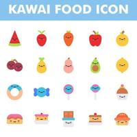 Kawai food icon pack isolated on white background. Kawai and cute food illustration. for your web site design, logo, app, UI. Vector graphics illustration and editable stroke. EPS 10.