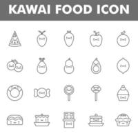 Kawai food icon pack isolated on white background. Kawai and cute food illustration. for your web site design, logo, app, UI. Vector graphics illustration and editable stroke. EPS 10.