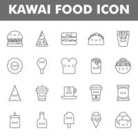 paquete de iconos de comida kawai aislado sobre fondo blanco. kawai y linda ilustración de comida. para el diseño de su sitio web, logotipo, aplicación, interfaz de usuario. Ilustración de gráficos vectoriales y trazo editable. eps 10. vector