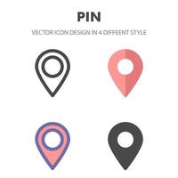 icono de pin. para el diseño de su sitio web, logotipo, aplicación, interfaz de usuario. Ilustración de gráficos vectoriales y trazo editable. eps 10. vector