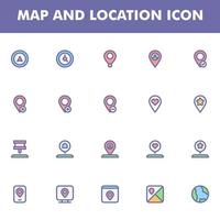 paquete de iconos de mapa y ubicación aislado sobre fondo blanco. para el diseño de su sitio web, logotipo, aplicación, interfaz de usuario. Ilustración de gráficos vectoriales y trazo editable. eps 10. vector