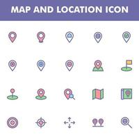 paquete de iconos de mapa y ubicación aislado sobre fondo blanco. para el diseño de su sitio web, logotipo, aplicación, interfaz de usuario. Ilustración de gráficos vectoriales y trazo editable. eps 10. vector