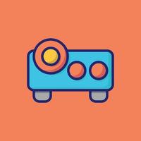 Projector Vector Icon Illustration. Flat Cartoon Style Suitable For Web Landing Page, Banner, Sticker, Background.
