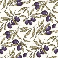 Olive plant seamless pattern vector