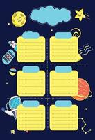 lesson plan template, vector drawing on the theme of space