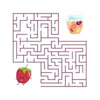 Cute cartoon strawberry maze game. Labyrinth. Funny game for children education. Vector illustration
