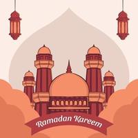 Hand drawn illustration of ramadan kareem or eid mubarak greeting concept in white background. vector