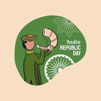 dibujado a mano ilustración del día de la república india vector