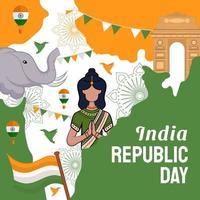 dibujado a mano ilustración del día de la república india vector