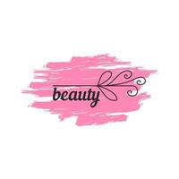 Vector logo on a white background in pink color, with beauty text and decorative element