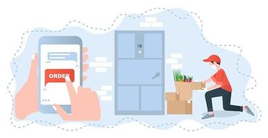 Illustration with contactless delivery concept for web design vector