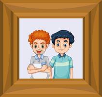 Best friends picture on wooden frame vector