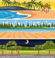 Set of different nature horizontal scenes vector