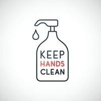 Keep your hands clean line icon. Use hand sanitiser. Coronavirus preventive concept. Sanitizer bottle isolated on white background. vector