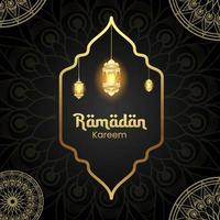 Ramadan kareem design background with lantern for greeting card, voucher, social media post template for islamic event vector