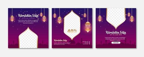 Set of Ramadan Sale Banner. Web promotion banner for greeting card, voucher, social media post template for islamic event vector