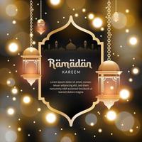 Ramadan kareem background template in blured style for greeting card, voucher, poster, banner template for islamic event vector