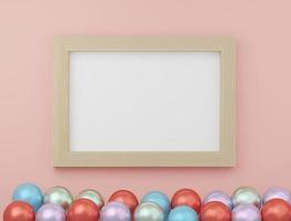 3D rendering of picture frame with decorative balls photo