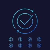 exchange, complete convertation icon, linear vector