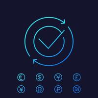 exchange, complete convertation icon, linear vector