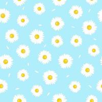 Chamomile flower with petals seamless pattern. Simple summer pattern. vector