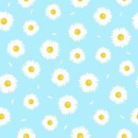 Chamomile flower with petals seamless pattern. Simple summer pattern. vector