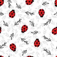 Simple seamless pattern with ladybugs. Funny spring pattern. vector