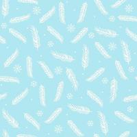 Pine twigs and snowflakes. Seamless winter pattern. vector