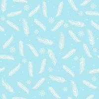 Pine twigs and snowflakes. Seamless winter pattern. vector