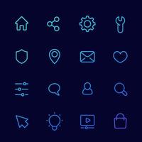 Basic icons for web, linear set vector