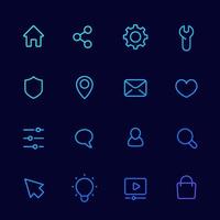 Basic icons for web, linear set vector