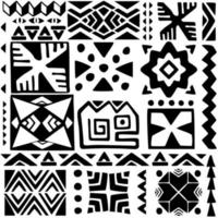 Ethnic elements, ancient drawings. Geometric black and white seamless pattern vector